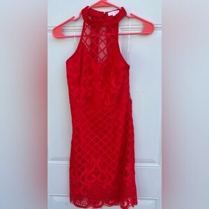 a'gaci Vibrant Red Backless Dress